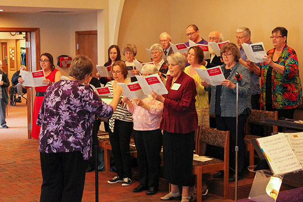 Choir singing at Redeemer lutheran church, 1555 S. James Road Columbus, Ohio 43227